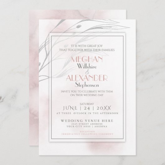 Moderne koraal Roos Waterverf Splash Kaart (Voorkant / Achterkant)