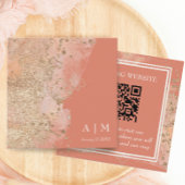 Moderne koraal roze strand bruiloft QR-code Informatiekaartje
