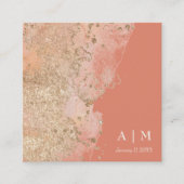 Moderne koraal roze strand bruiloft QR-code Informatiekaartje (Voorkant)