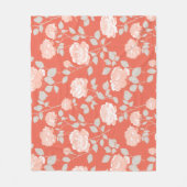 Moderne Koraal Roze Witte Bloem Motief Fleece Deken (Voorkant)