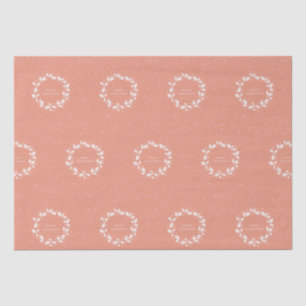 Moderne koraal + witte vrolijke kerst Holly krans Tissuepapier