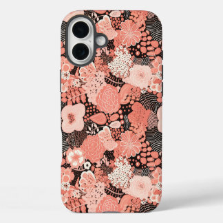 Moderne koraalbloem patroon iPhone 16 plus hoesje
