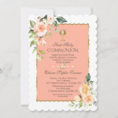 Moderne koraalbloemen koraal eerste gemeenschap kaart (Voorkant)