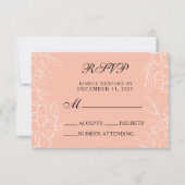 Moderne koraalbruine bruiloft RSVP kaartje (Voorkant)