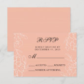 Moderne koraalbruine bruiloft RSVP kaartje (Voorkant / Achterkant)