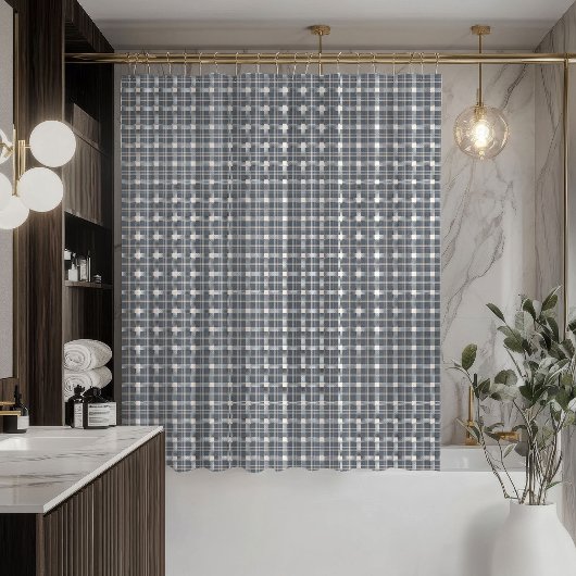 Moderne koraalgrijze gordijn zachte ruit badkamer 