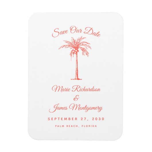 Moderne koraalpalmstransport sparen de datum magneet (Verticaal)