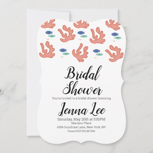 Moderne koraalrif en vis kaart (Voorkant)