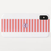 Moderne koraalrode en roze gestreepte monogram Case-Mate iPhone case (Achterkant (horizontaal))