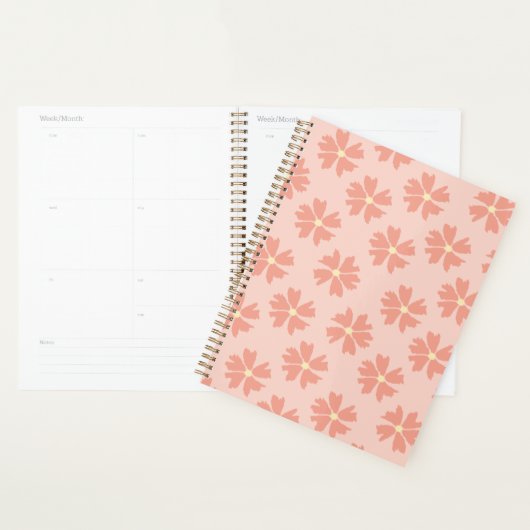 Moderne koraalroze bloempatroon op zachte pastel planner (Display)