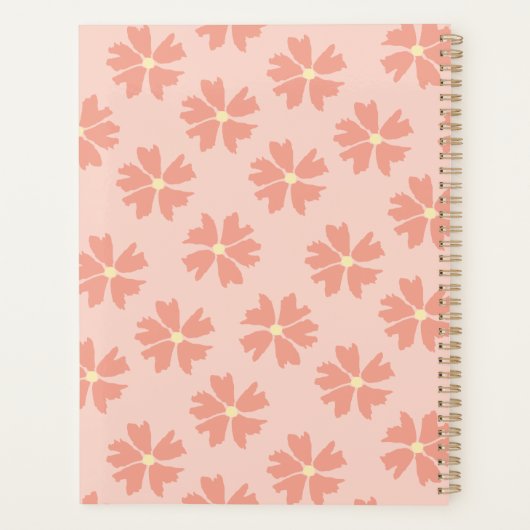 Moderne koraalroze bloempatroon op zachte pastel planner (Achterkant)
