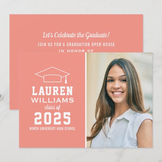 Moderne koraalroze fotograaf kaart (Voorkant / Achterkant)