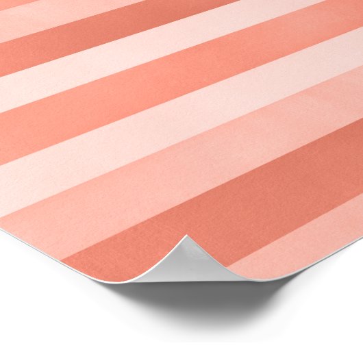 Moderne koraalroze getextureerde stripes Art Poster (Hoek)