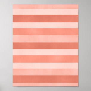 Moderne koraalroze getextureerde stripes Art Poster