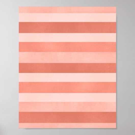 Moderne koraalroze getextureerde stripes Art Poster (Voorkant)