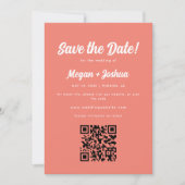 Moderne Koraalroze QR-code Trouwkaart Save The Date (Voorkant)