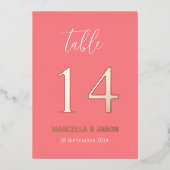 Moderne koraalroze weddenschappen Roos Gold Folie Uitnodiging (Voorkant)