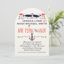  moderne koraalwalvisvaart Nautical Wedding Kaart