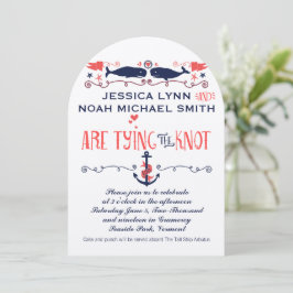  moderne koraalwalvisvaart Nautical Wedding Kaart