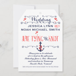  moderne koraalwalvisvaart Nautical Wedding Kaart
