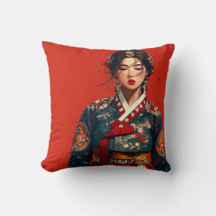 Moderne Koreaanse vrouw in Hanbok-portret  Kussen