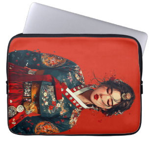 Moderne Koreaanse vrouw in Hanbok-portret Laptop Sleeve
