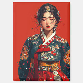 Moderne Koreaanse vrouw in Hanbok-portret Magneet