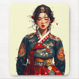 Moderne Koreaanse vrouw in Hanbok-portret Muismat