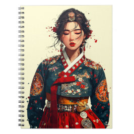 Moderne Koreaanse vrouw in Hanbok-portret Notitieboek