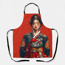 Moderne Koreaanse vrouw in Hanbok-portret Schort