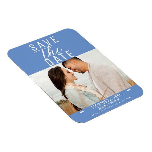 Moderne korenbloem Blauw Bewaar de datum Bruiloft  Magneet (Rechterzijde)