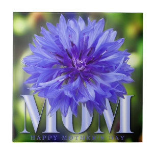 Moderne Korenbloem Elegante Blauwe Moederdag Tegeltje