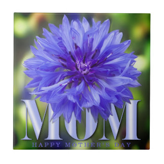 Moderne Korenbloem Elegante Blauwe Moederdag Tegeltje