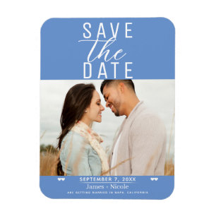 Moderne korenbloemblauwe Save the Date-huwelijksfo Magneet