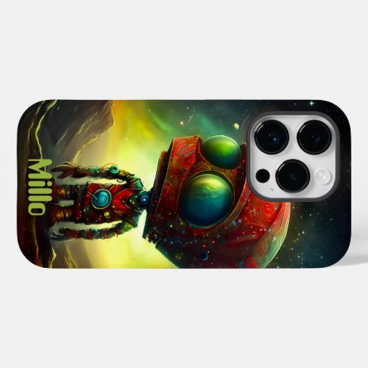 Moderne kosmische buitenaardse nevel reis, monogra Case-Mate iPhone case (Achterkant (horizontaal))