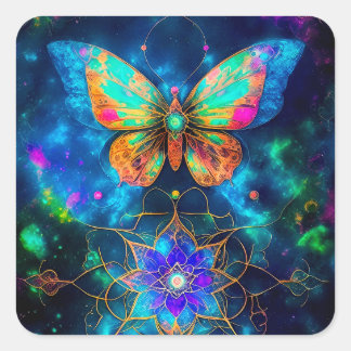 Moderne kosmische vlinder vierkante sticker