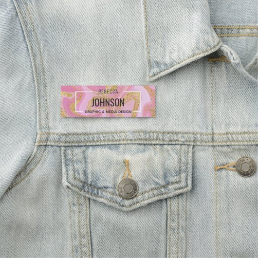 Moderne kostbare roze gouden marmeren naam naamplaatje (In situ)