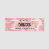 Moderne kostbare roze gouden marmeren naam naamplaatje (Voorkant)