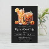 Moderne Kostuums & Cocktail Halloween Feest Kaart (Staand voorkant)