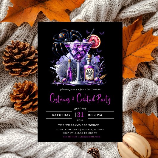 Moderne Kostuums & Cocktail Halloween Feest Kaart