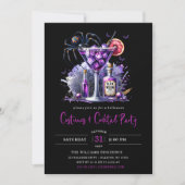 Moderne Kostuums & Cocktail Halloween Feest Kaart (Voorkant)