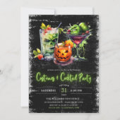 Moderne kostuums & cocktail Neon Halloween Party Kaart (Voorkant)