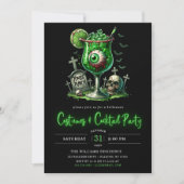 Moderne kostuums & cocktail Neon Halloween Party Kaart (Voorkant)