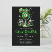 Moderne kostuums & cocktail Neon Halloween Party Kaart (Staand voorkant)