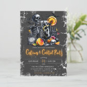 Moderne kostuums & cocktail Neon Halloween Party Kaart (Staand voorkant)