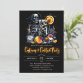 Moderne kostuums & cocktail Neon Halloween Party Kaart (Staand voorkant)