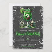 Moderne kostuums & cocktail Neon Halloween Party Kaart (Voorkant)