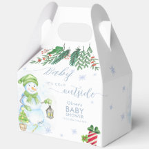 Moderne Koude Buiten Bloemige Sneeuwman Baby Showe