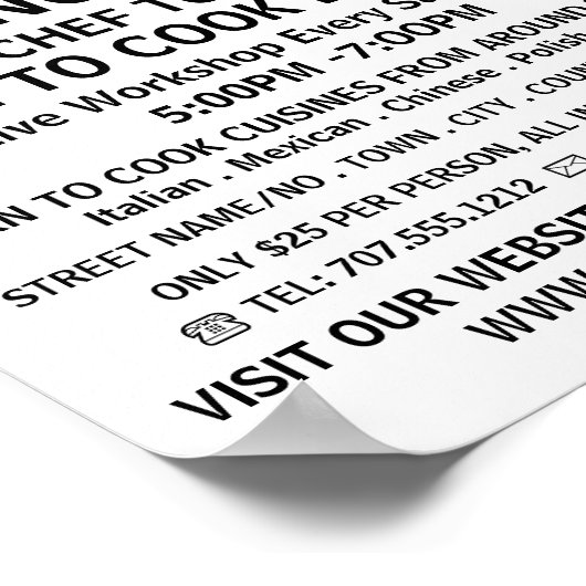 Moderne, koude, koude, kookklassen Adverteren Poster (Hoek)