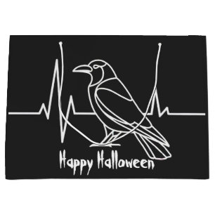 Moderne Kraai & hartslag, minimalistisch, Hallowee Groot Cadeauzakje